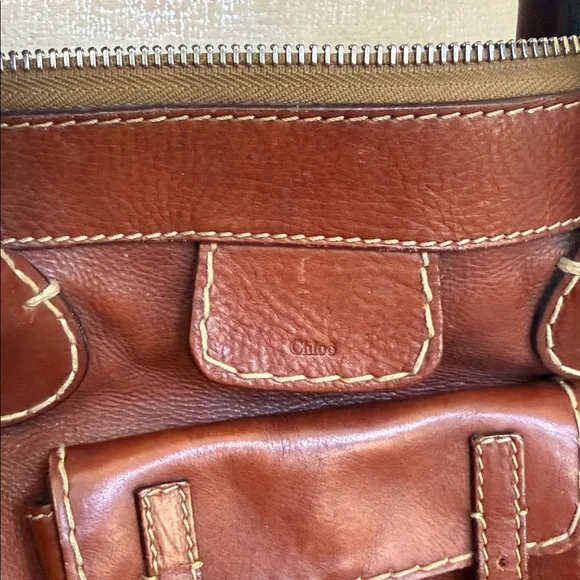 Chloé Chestnut Brown Leather Satchel with Front Pocket - Picture 2 of 4